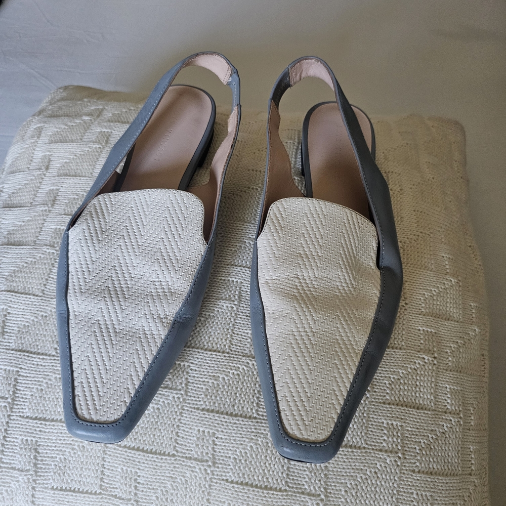 Elegant Cream and Gray Women's Slingback Shoes